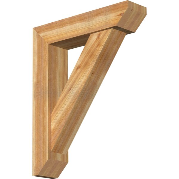 Ekena Millwork Traditional Slat Rough Sawn Bracket w/ Offset Brace, Western Red Cedar, 8"W x 34"D x 42"H BKT0806X34X42TRA06RWR - main